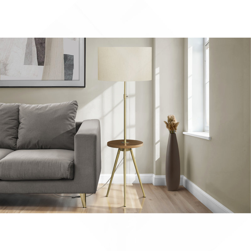Lighting, Floor Lamp, 63"H, Gold Metal, Ivory / Cream Shade, Contemporary, Gold
