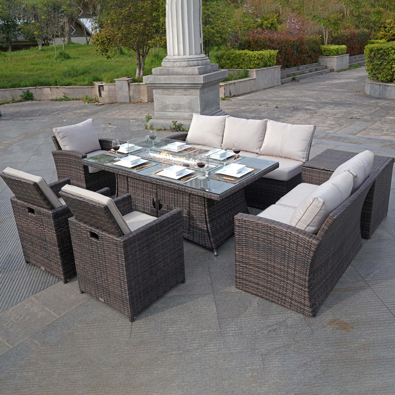 Allene Wicker 10 - Person Patio Conversation Sets with Cushions