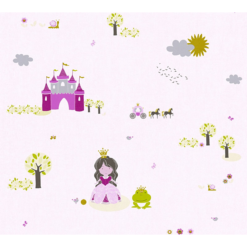 Gwenaelle 10.05m x 53cm Matte Wallpaper Roll, Pink