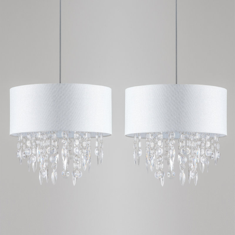 Fiji 36cm H Linen Drum Pendant Shade, White