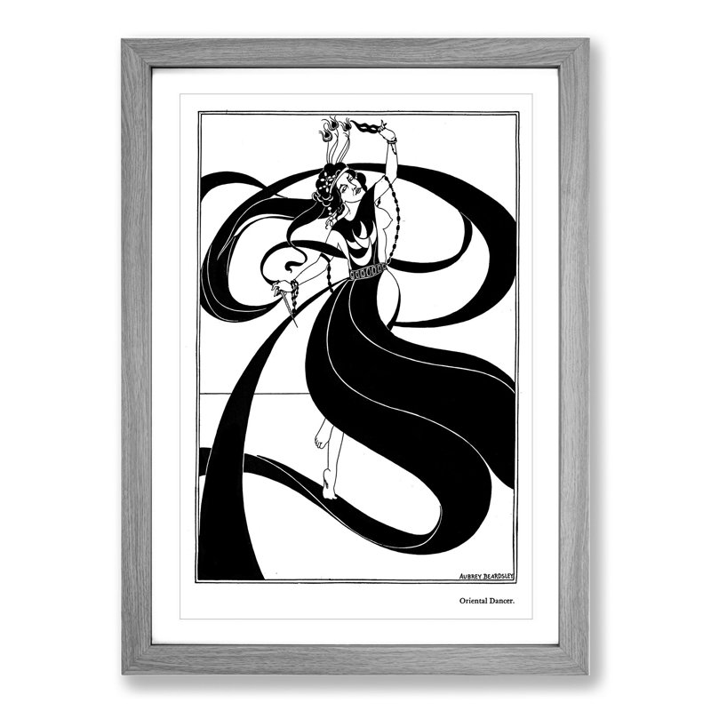 Oriental Dancer by Aubrey Beardsley - Framed Print, 48cm H x 36cm W x 2cm D, Oak Framed