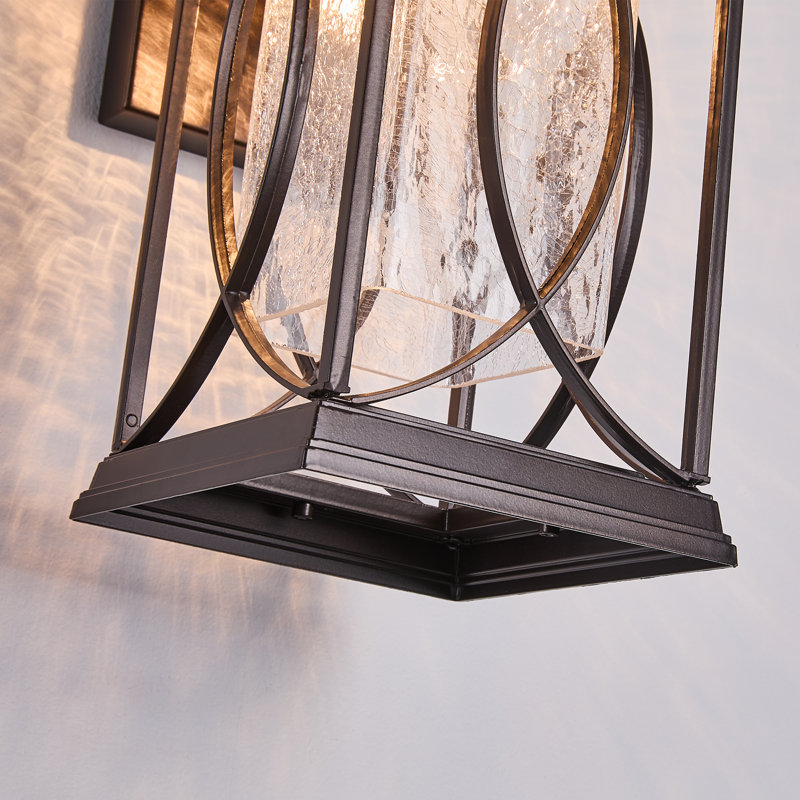 Lanterne murale d'extérieur moderne avec verre craquelé d'extérieur Modern Farmhouse, H 13,78 po, Oil Rubbed Bronze