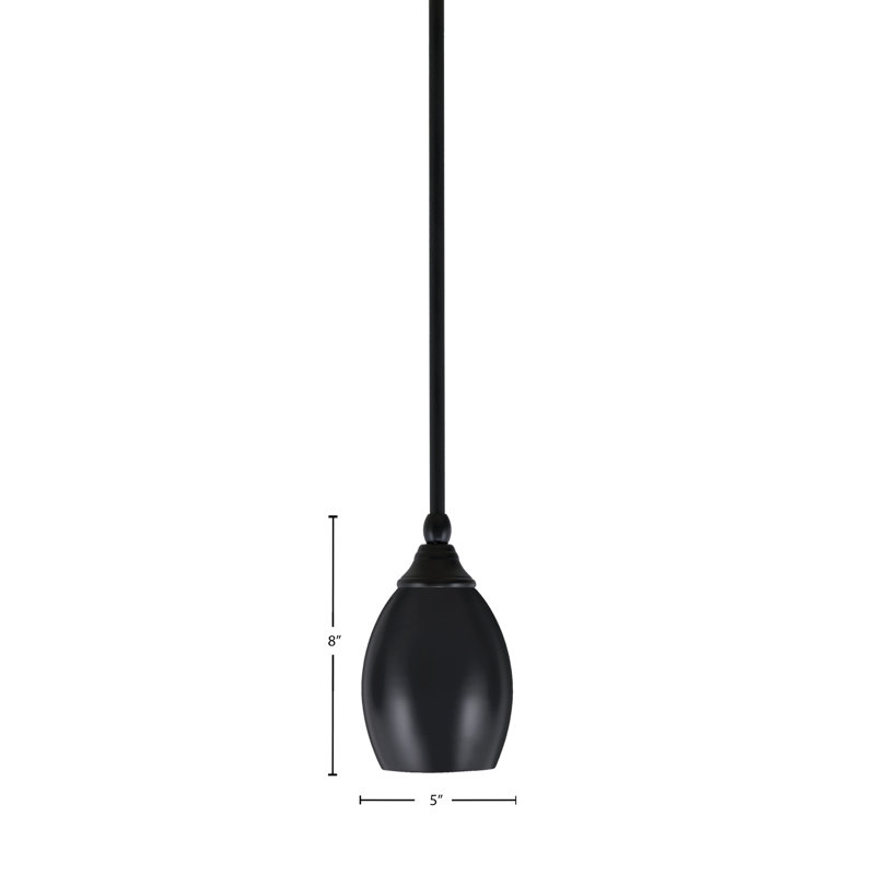 Congdon Stem Hung Mini Pendant With 5” Oval Metal Shade, Matte Black