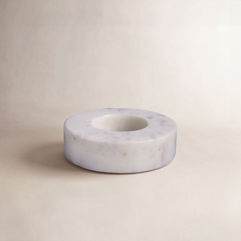 Matheson Flat 1'' Marble Tabletop Votive Holder, White