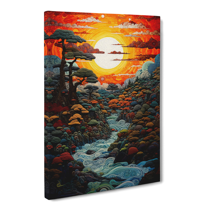Japanese Sunset Expressionism No.2 - No Frame Print, 50cm H x 35cm W x 3cm D