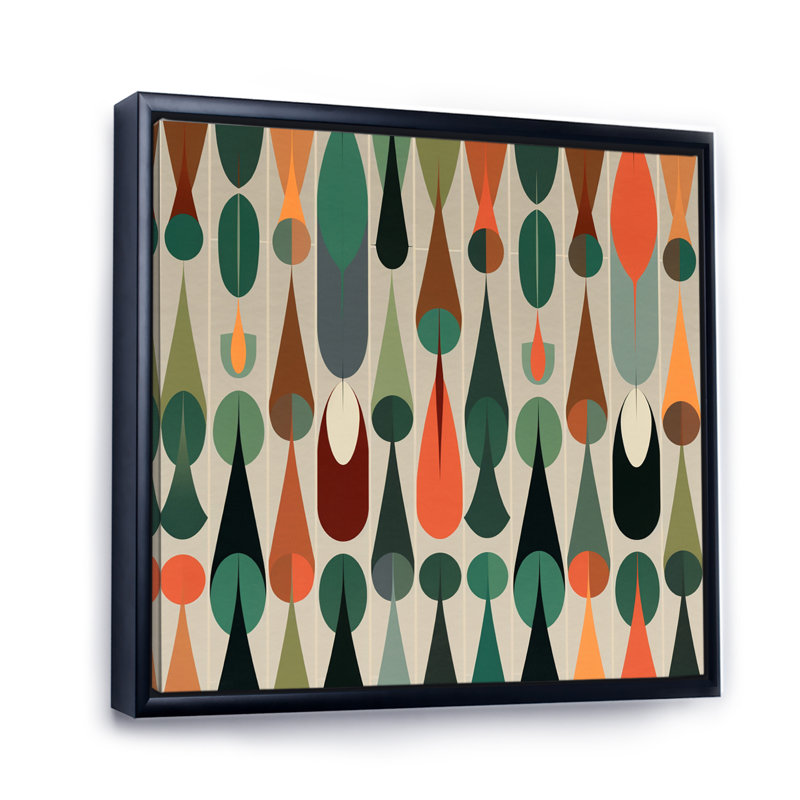 «Retro Abstract Drops X», reproduction sur toile encadrée, H 34 po x l 44 po x P 1,5 po, Cadre flottant noir