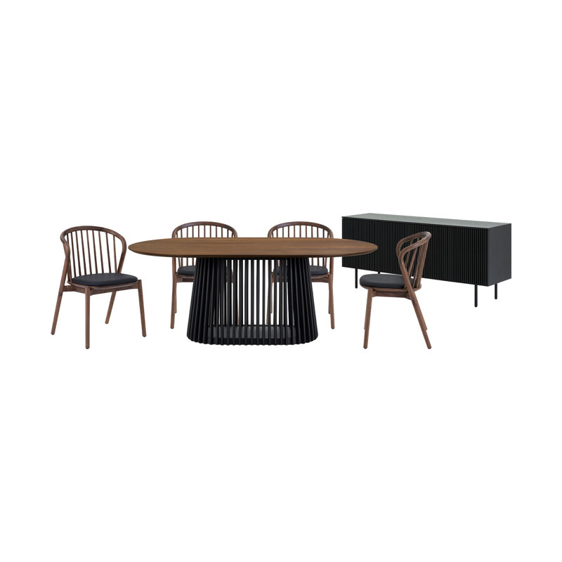 Ensemble de salle à manger ovale L 79 po x l 43 po Flitwick Aarush, Noyer, Noyer