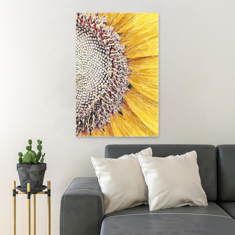 L'autre moitié d'un tournesol - 1 pièce, reproduction d'art graphique sur toile tendue, H 36 po x l 24 po x P 2 po