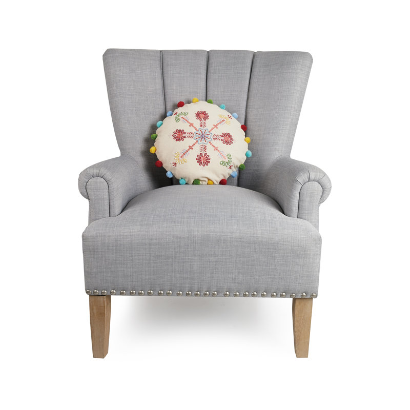Boho Holiday Snowflake Embroidered Pillow