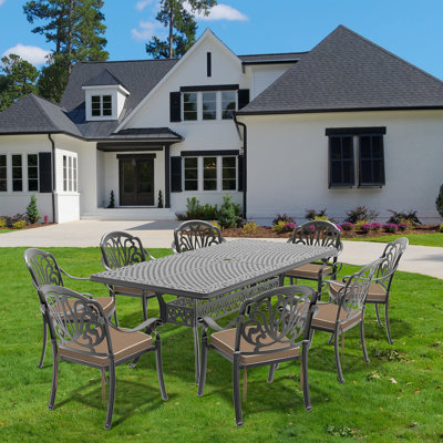 9-Piece Set Of Cast Aluminum Patio Furniture With  Cushions