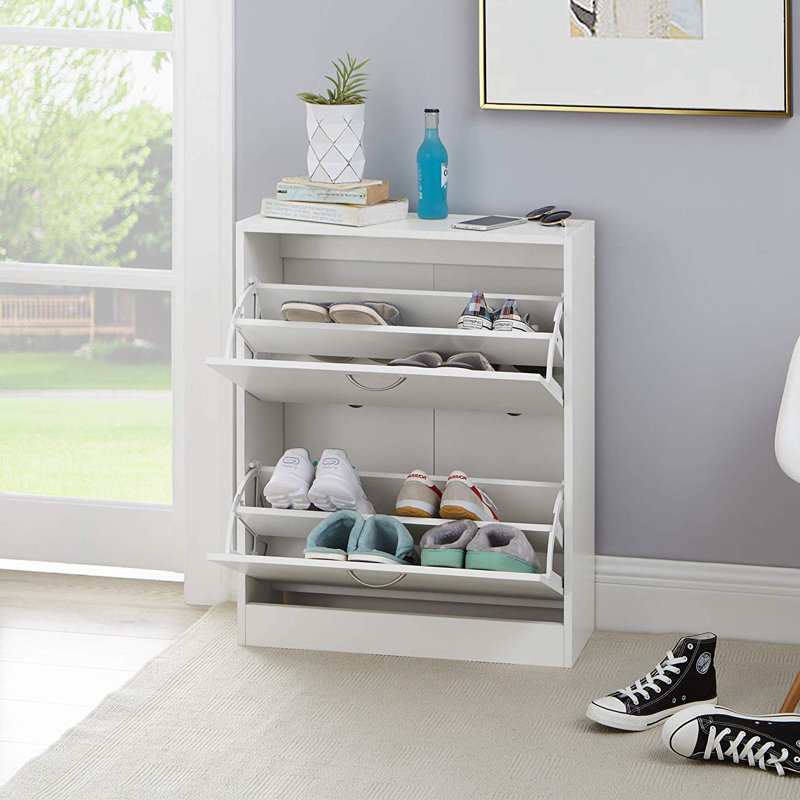 Armoire de rangement pour chaussures à double porte 12 paires Yak About It, Blanc