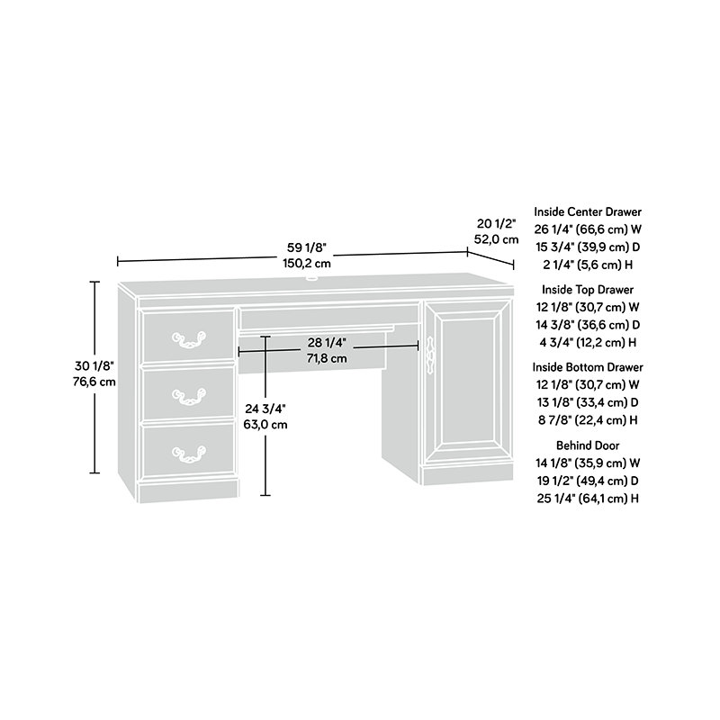 Cherry Finish Computer Credenza Desk