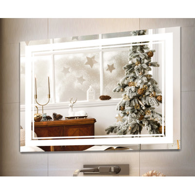 LED Anti-Fog Bathroom Mirror with 3 Colors Dimmable Touch Switch Control & Memory Function 