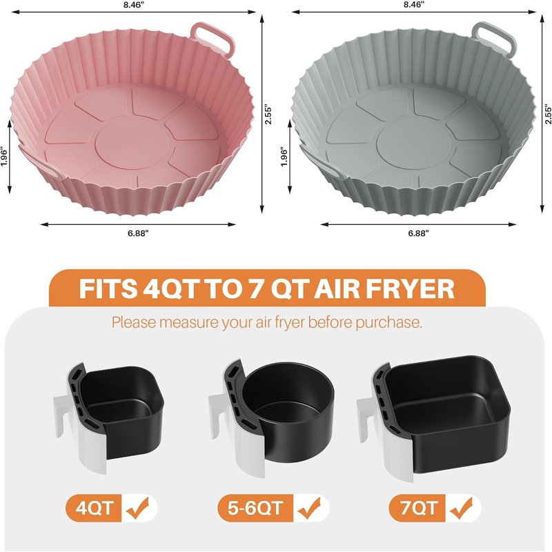 Paquet de 2 doublures en silicone rouges pour friteuse à air avec poignées