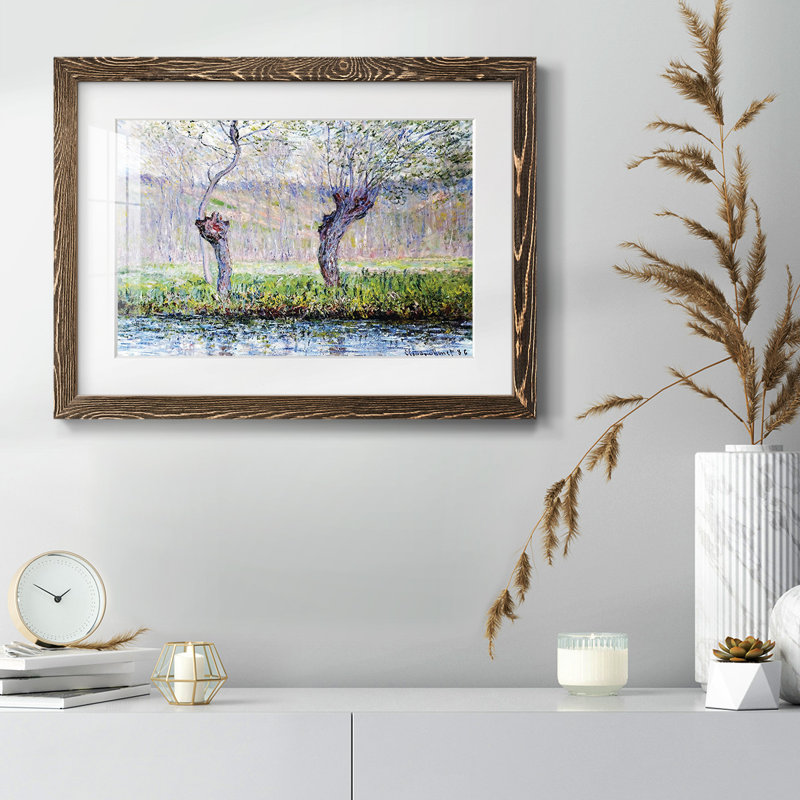 Willows In Springtime, 1886, reproduction d'art encadrée, Cadre noyer, H 14 po x l 20 po x P 1,5 po