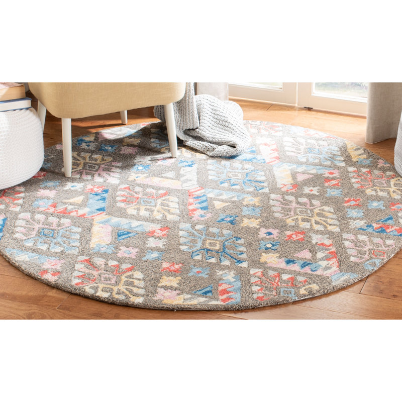 Raife Hand Tufted Wool And Cotton Southwestern Rug, Round 5'