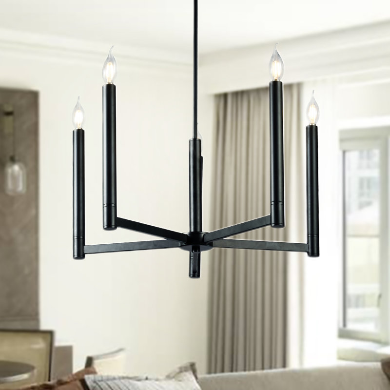 Lustre candélabre moderne noir 5 lumières Tayon