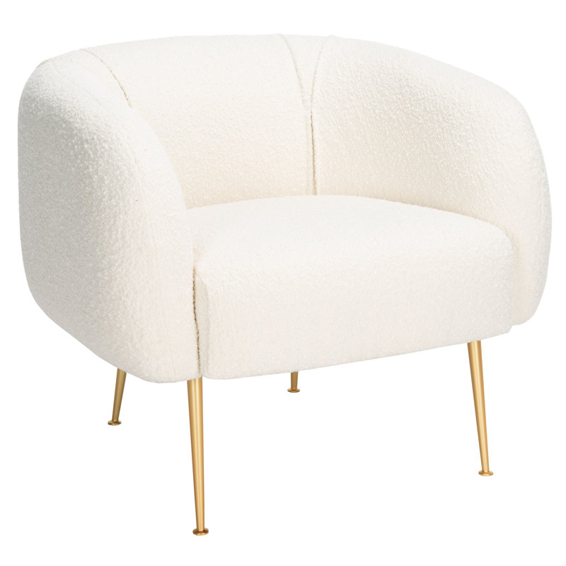 Alena Upholstered Armchair, Ivory/Gold Polyester Blend