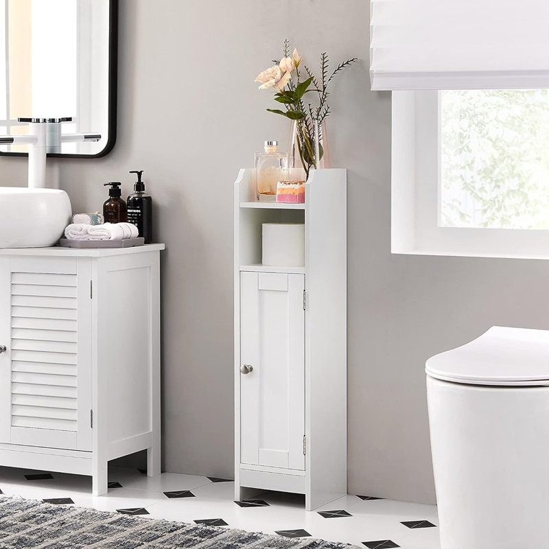 Narma Solid Wood Freestanding Linen Cabinet, White
