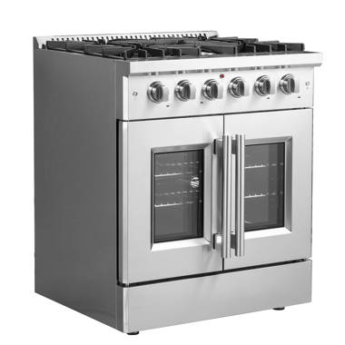 Empava 30 inch Gas Range Stove Freestanding/Slide-in, 4.55 Cu. Ft.  Convection Oven Capacity with Mechanical Knobs Control-Heavy Duty Cast Iron  Grates