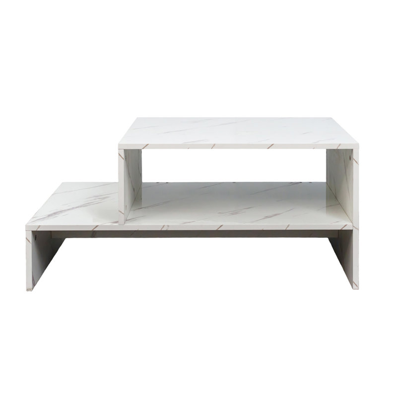 Coffee Table With Unique Architectural Shape,White, White