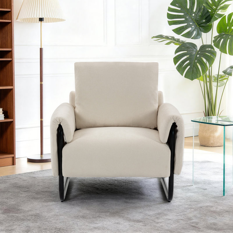 Chaise d'appoint rembourrée en tissu chenille, Beige