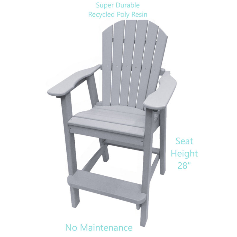 Chaise haute Adirondack Ansel, mobilier d'extérieur en poly, Gris