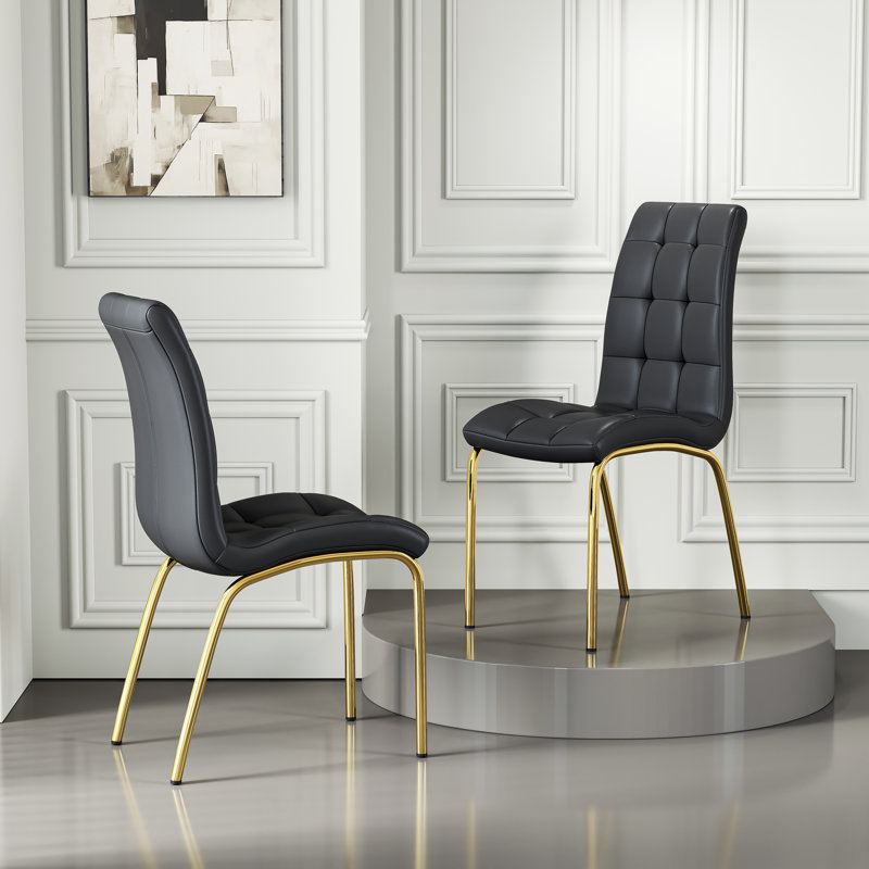 Chaise rembourrée Nasim, Noir, Doré