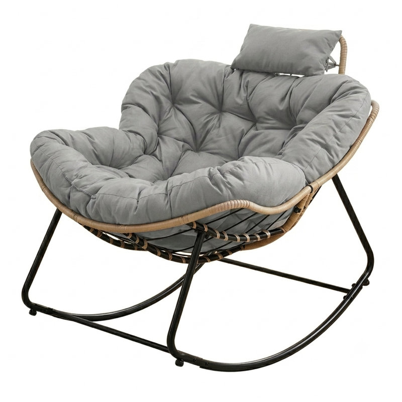 Eggshell Rocking Chair, Tech Fabric, Light Grey