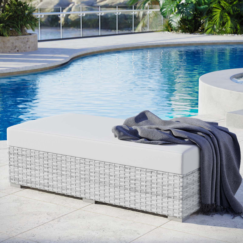 Repose-pieds d'extérieur rectangulaire Convene, Blanc