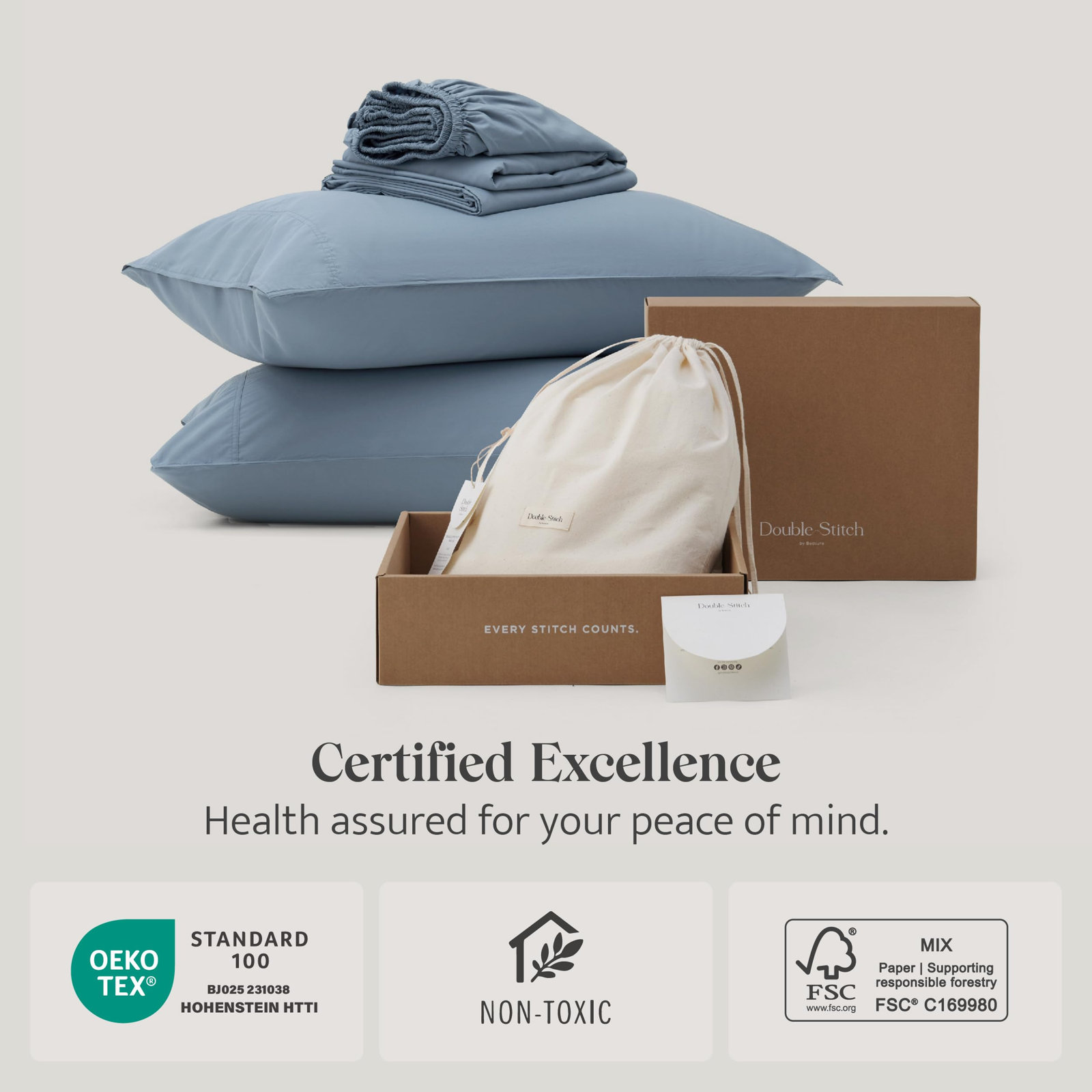 Double Stitch Sheet Set, Windward Blue, King Sheet Set