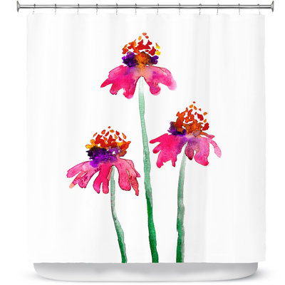 Rideau de douche simple echinacea fleurs