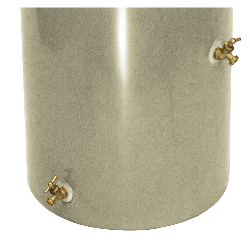 Sandstone 50 Gallon Reflective Planter Rain Barrel with Brass Spigots