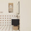 Meuble-lavabo mural flottant avec lavabo en céramique, bois d'ingénierie moderne, tablette ouverte, porte à fermeture en douceur et rangement spacieux-151651844