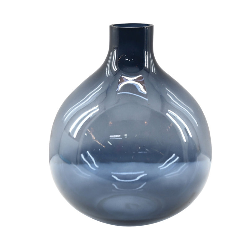 Tergel Tapered 7.5" Handblown Glass Vase, Blue