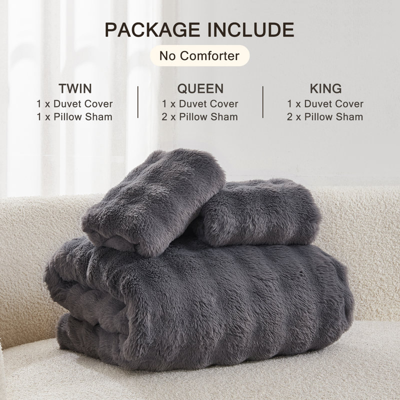 EMME Luxury Elegant Shaggy Bubble Bedding Sets，Faux Fur Duvet Cover  , 2/3 Pieces Soft Fluffy Comforter Cover, Cozy Warm for Winter