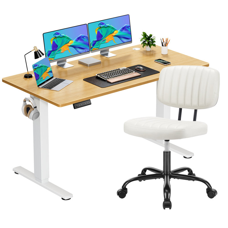Ensemble de bureau électrique 2 pièces avec fauteuil en similicuir, L 47,2 po x P 23,6 po