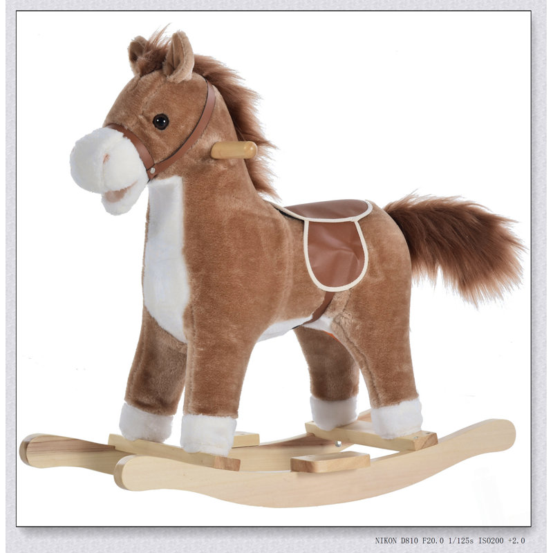 Cheval à bascule interactif en peluche avec sons, gueule mobile et queue qui remue