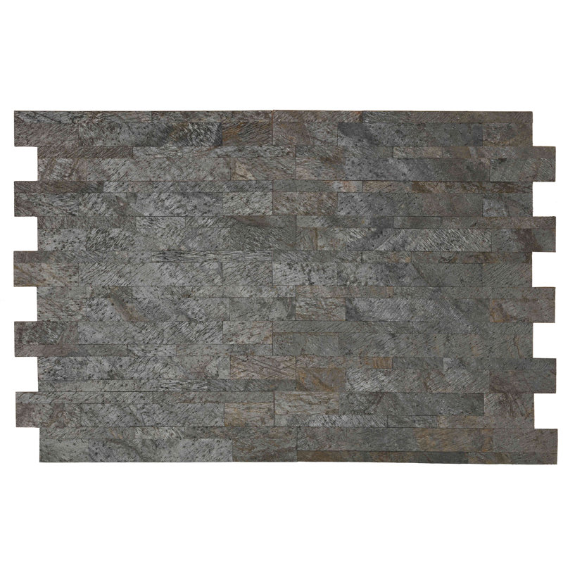 Carrelage style métro en pierre naturelle 24 po x 6 po Flexrock, Gris nacré