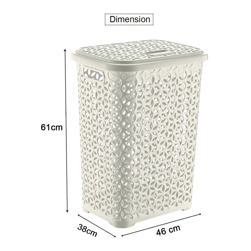 Plastic Laundry Basket, White
