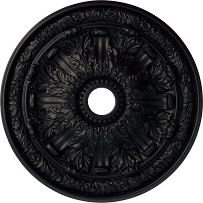 Endurathane Flagstone Ceiling Medallion, 30"OD x 3 7/8"ID x 3 1/4"P (Fits Canopies up to 3 7/8"), Hand-Painted Steel Gray Finish