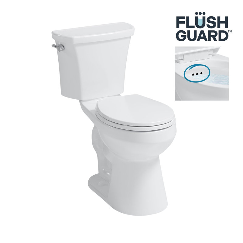 Toilette ronde 2 pièces à simple chasse 1,28 GPF Easley FLUSH GUARD avec protection de débordement en blanc
