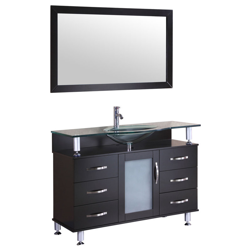 Ensemble de meuble-lavabo simple avec miroir l 47,25 po x P 21,75 po x H 34,5 po Dodington, Espresso