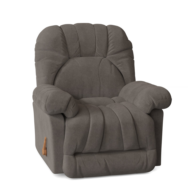 Conen Upholstered Microfiber / Microsuede and Polyester Blend Power Recliner, Graphite Grey Performance Chenille, Manual
