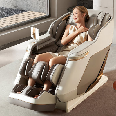 Fauteuil de massage électrique multifonctionnel gris amande pour tout le corps