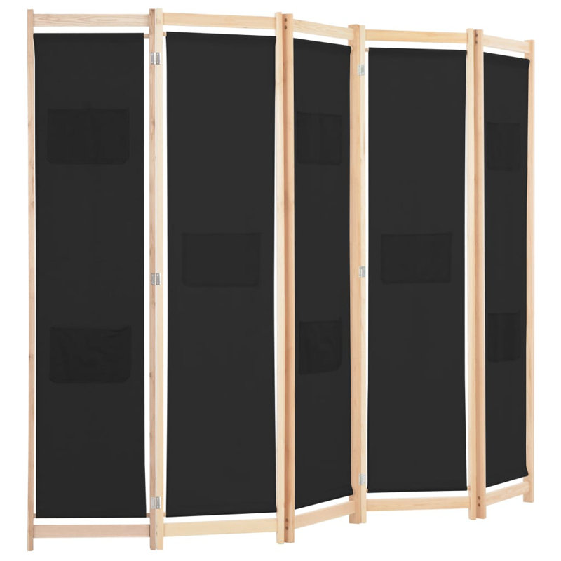 Paravent pliable pour diviser une pièce, Noir, 5, H 66,9 po x l 78,7 po x P 1,6 po