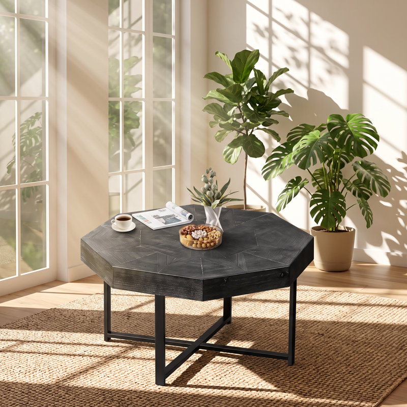 Table basse à base octogonale en bois H 29,7 po x l 29,1 po x H 29,7 po