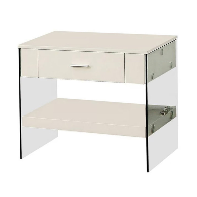 Table de bout contemporaine l 22,6 po, blanc