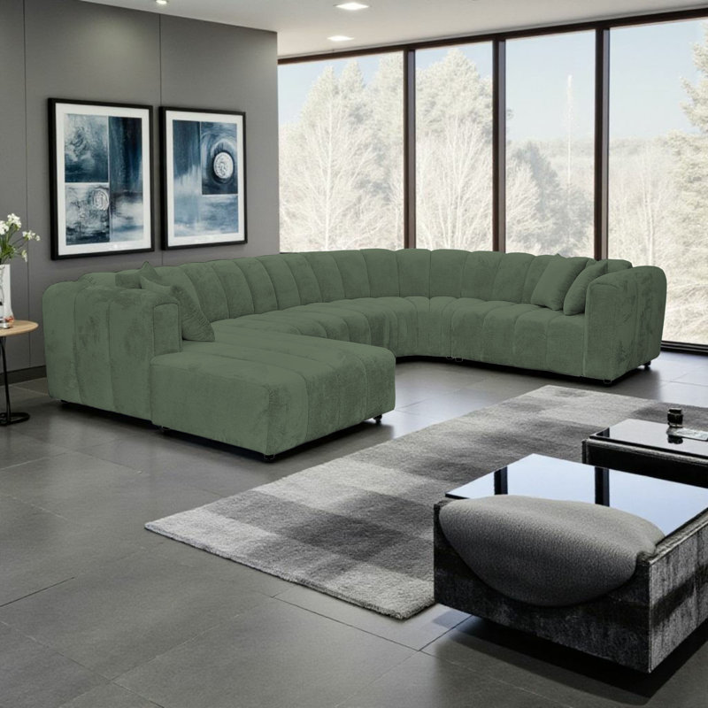 5 Seater Corner Sofa, Left Hand Facing, Green