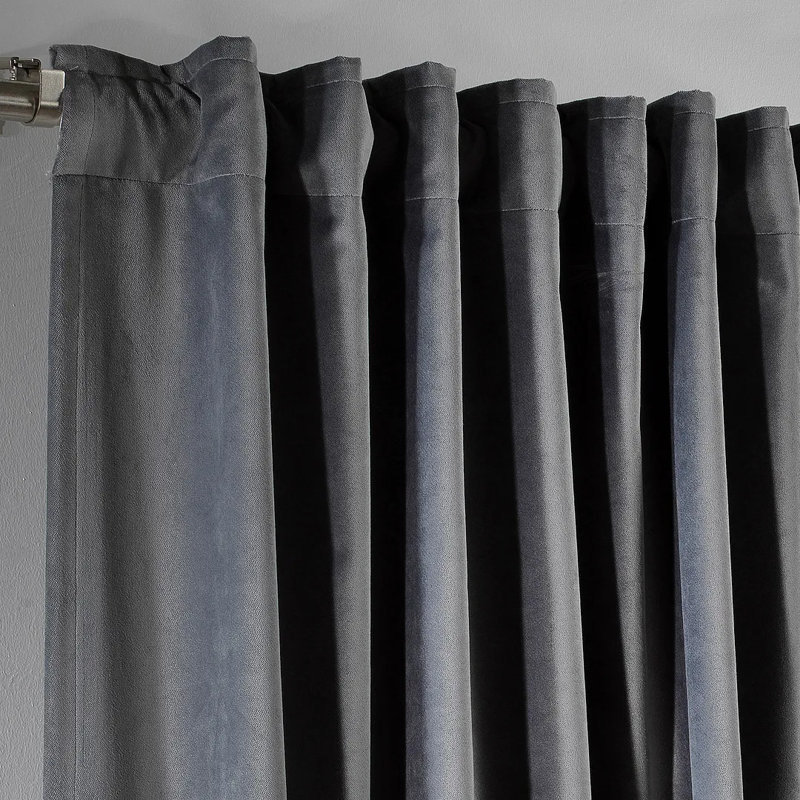 Extra Long & Extra Wide Matte Velvet Curtain Panel, 130  cm Width x 500cm Drop, 67 IRON